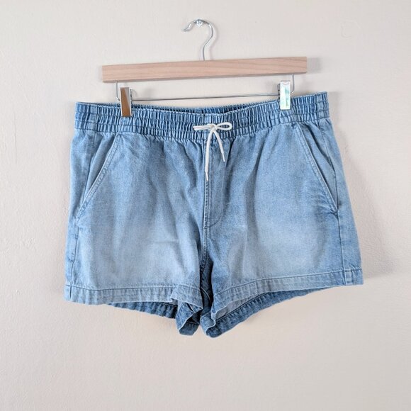 Gap Easy Pull On Drawstring Denim Shorts Light Wash Casual Relaxed Size L - Picture 1 of 7